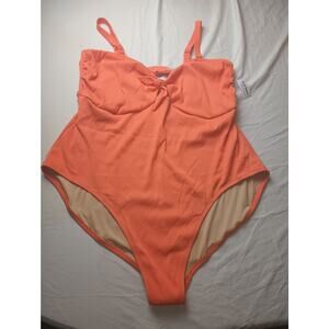 Old Navy Orange Swimsuit Tie‎ Front Key Hole Ribbed One Piece Plus Size 4X NWT
